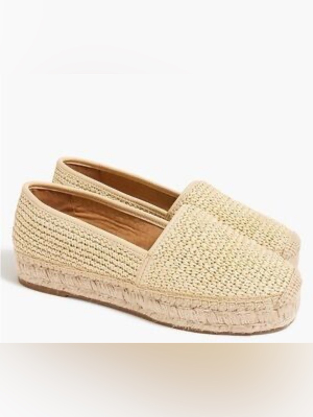 J. Crew Espadrille Woven Flats in Natural Raffia 10.5 Made in Spain